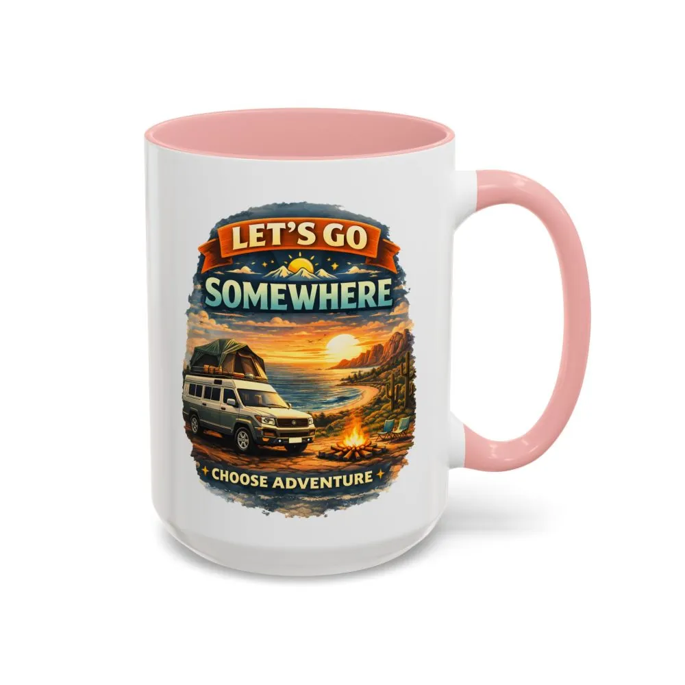 Accent Coffee Mug (11, 15oz) — "Lets Go Somewhere" Design Scenic-Line