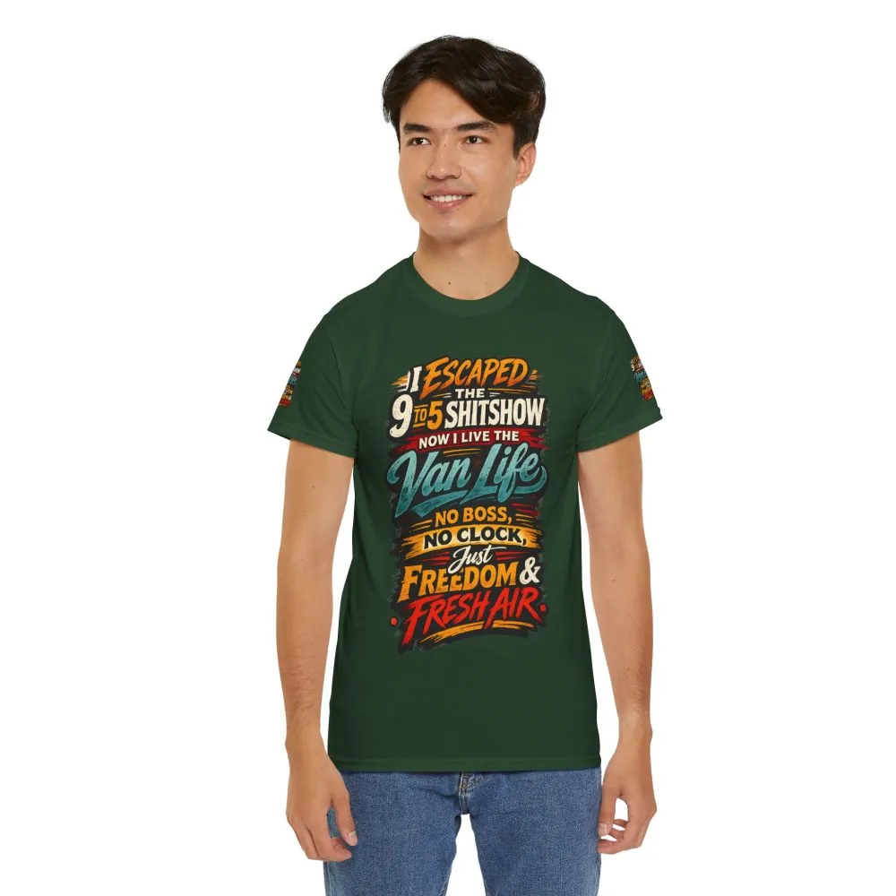 Unisex Heavy Cotton Tee — "I Escaped The 9 To 5" Design F**K-Line