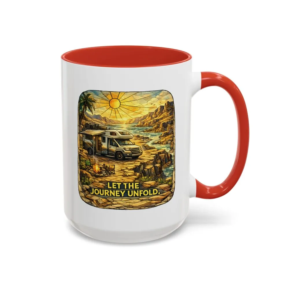 Accent Coffee Mug (11, 15oz) — "Let The Journey Unfold" Design Cubic-Line