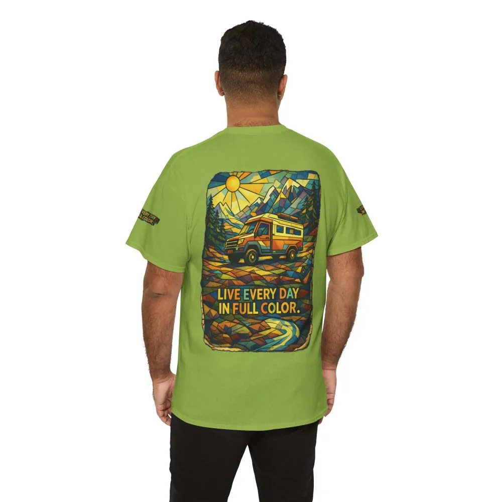 9074603488941189227_2048.jpeg Unisex Heavy Cotton Tee — "Live Life Every Day In Full Color" Design Cubic-Line