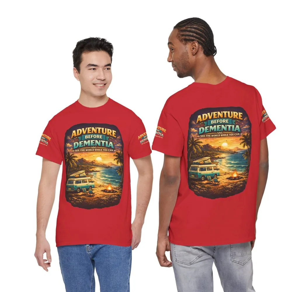 9081194107623214393_2048.jpeg Unisex Heavy Cotton Tee — "Adventure Before Dementia" Design Scenic-Line