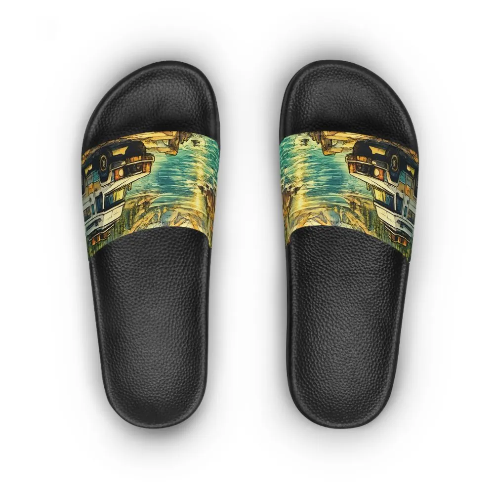 Women's Slide Sandals - Vintage Camper Slides (Cubic-Line)