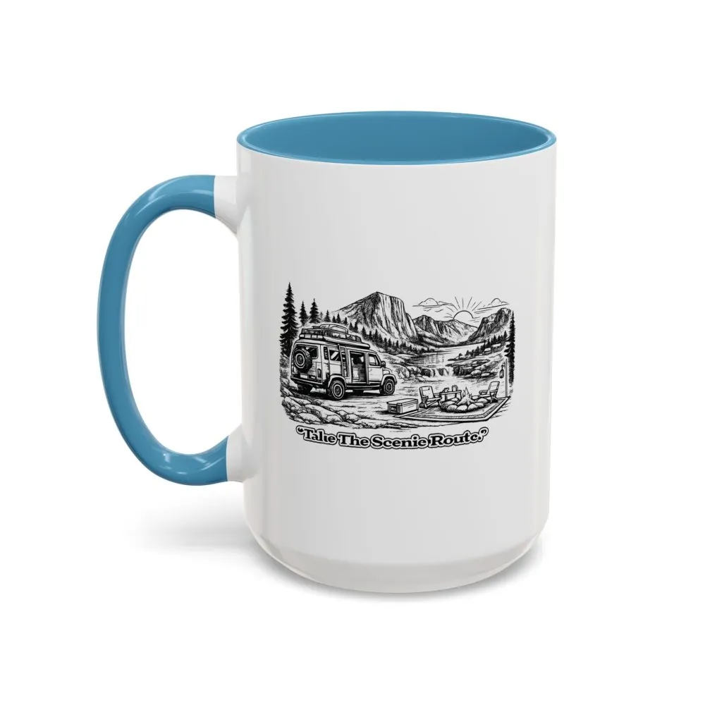 9086115549483697104_2048.jpeg Accent Coffee Mug (11, 15oz) — "Take The Scenic Route" Design Minimal-Line