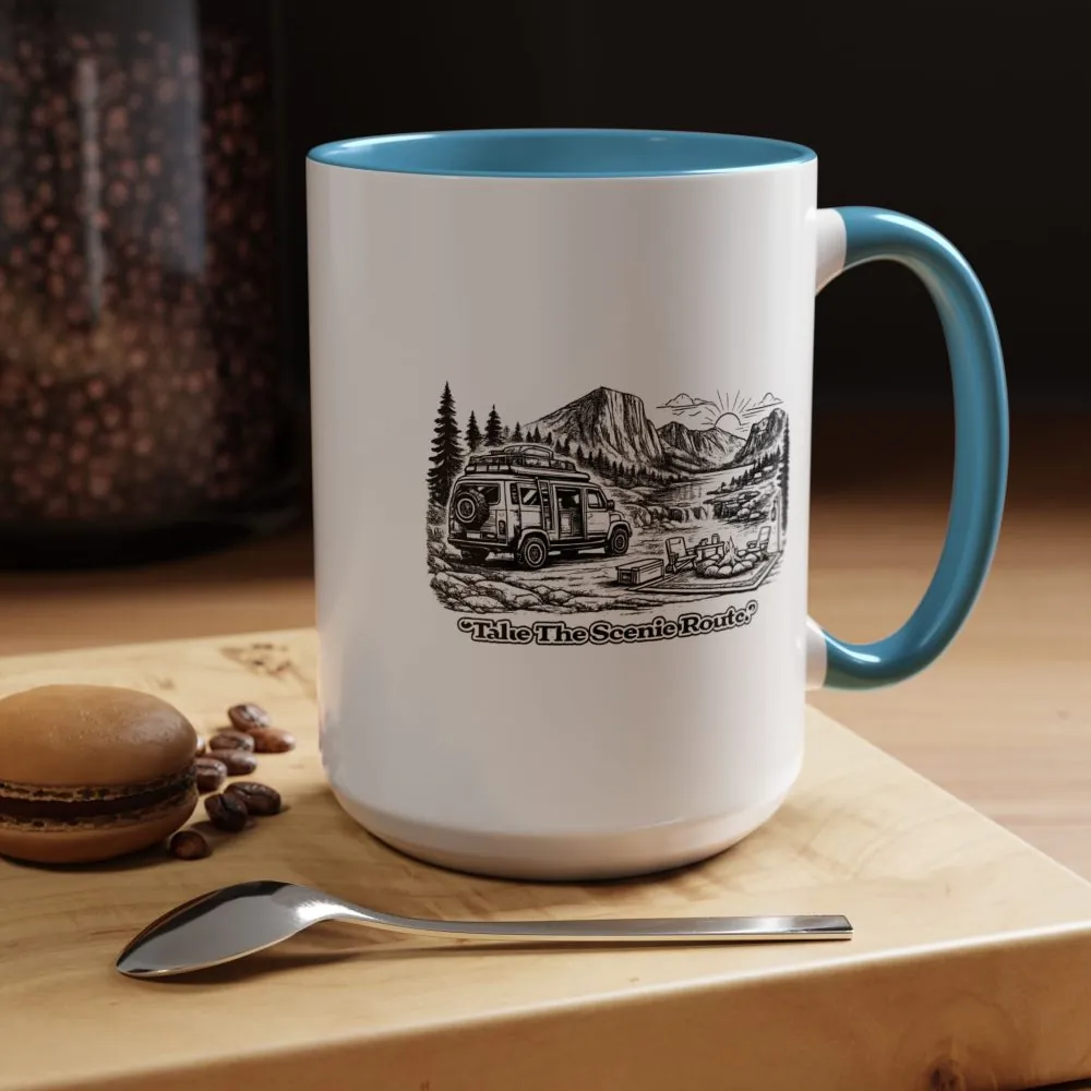 9087863889690321995_2048.jpeg Accent Coffee Mug (11, 15oz) — "Take The Scenic Route" Design Minimal-Line