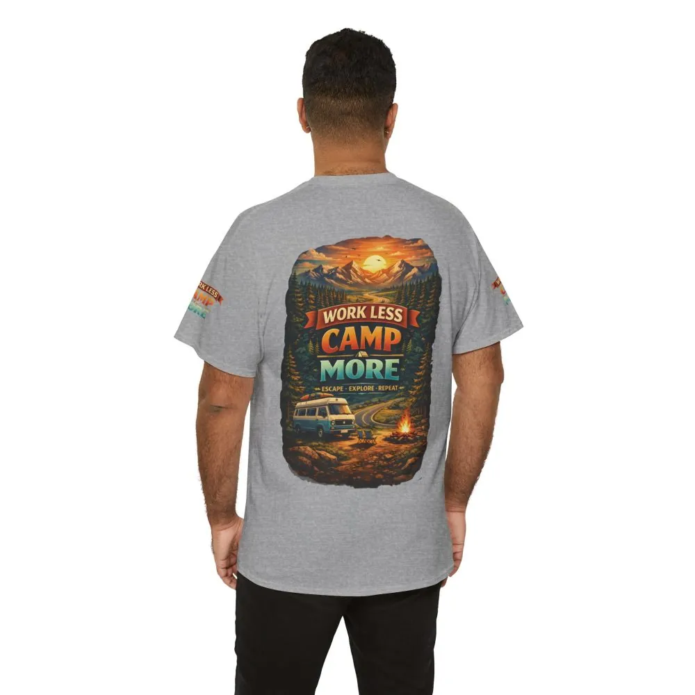 9090462190188227115_2048.jpeg Unisex Heavy Cotton Tee — "Work Less-Camp More" Design Scenic-Line