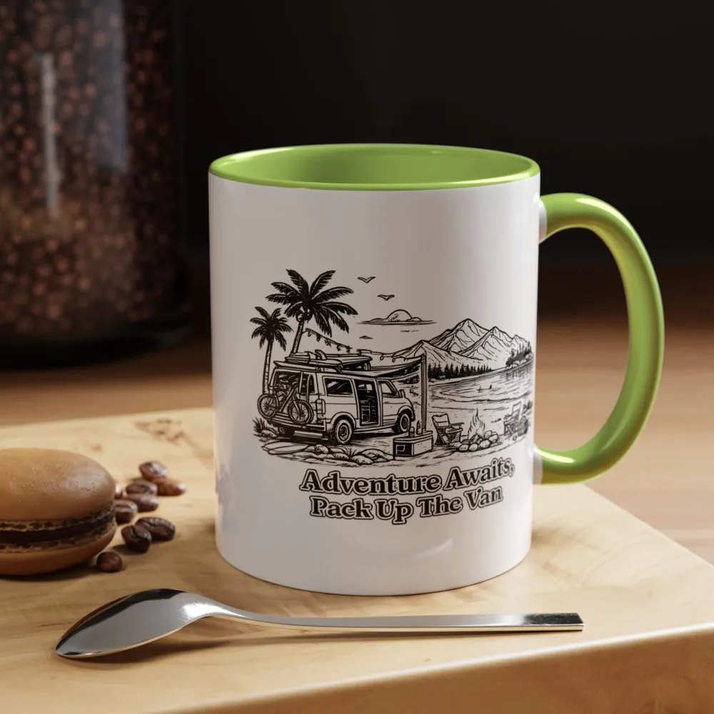 9100217935325879500_2048.jpeg Accent Coffee Mug (11, 15oz) — "Adventure Awaits,Pack Up The Van" Design Minimal-Line