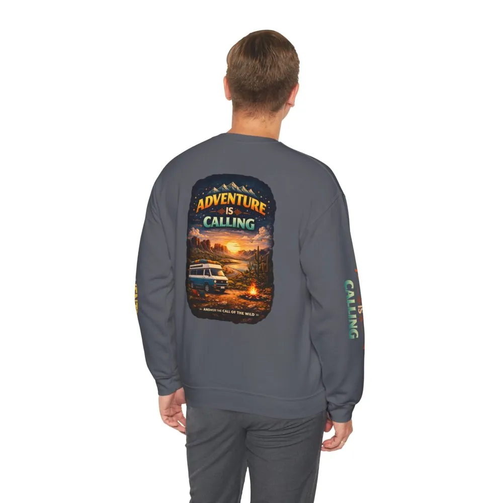 9117702595637595571_2048.jpeg Unisex Heavy Blend™ Crewneck Sweatshirt — "Adventure Is Calling" Design Scenic-Line