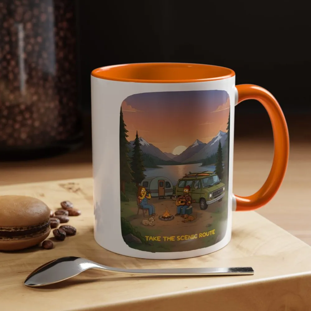 Accent Coffee Mug (11, 15oz) — "Take The Scenic Route" Design Sitcom-Line