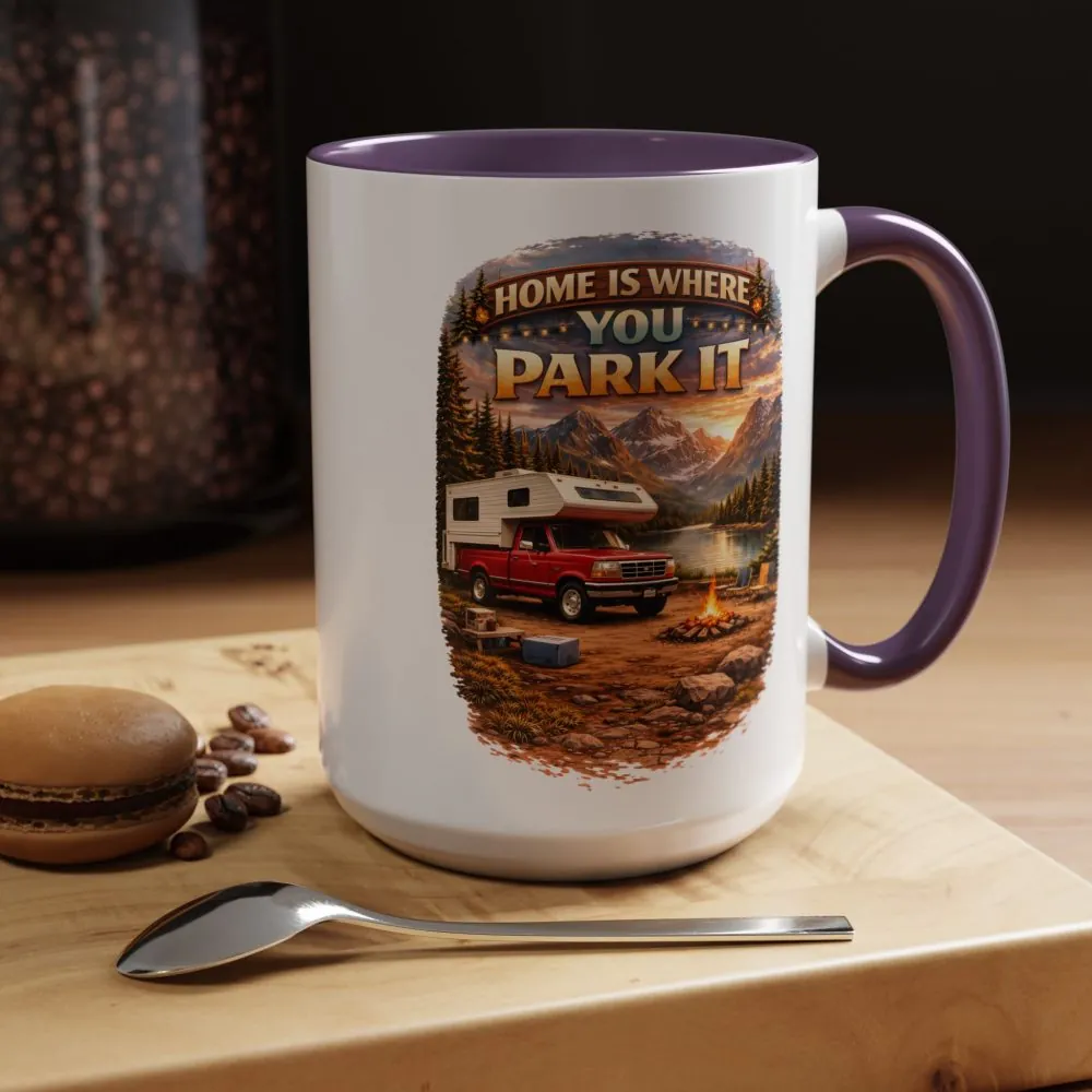 9166167687026852596_2048.jpeg Accent Coffee Mug (11, 15oz) — "Home Is Where You Park It" Design Scenic-Line
