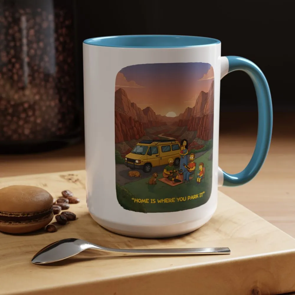 Accent Coffee Mug (11, 15oz) — "Home Is Where You Park It" Design Sitcom-Line