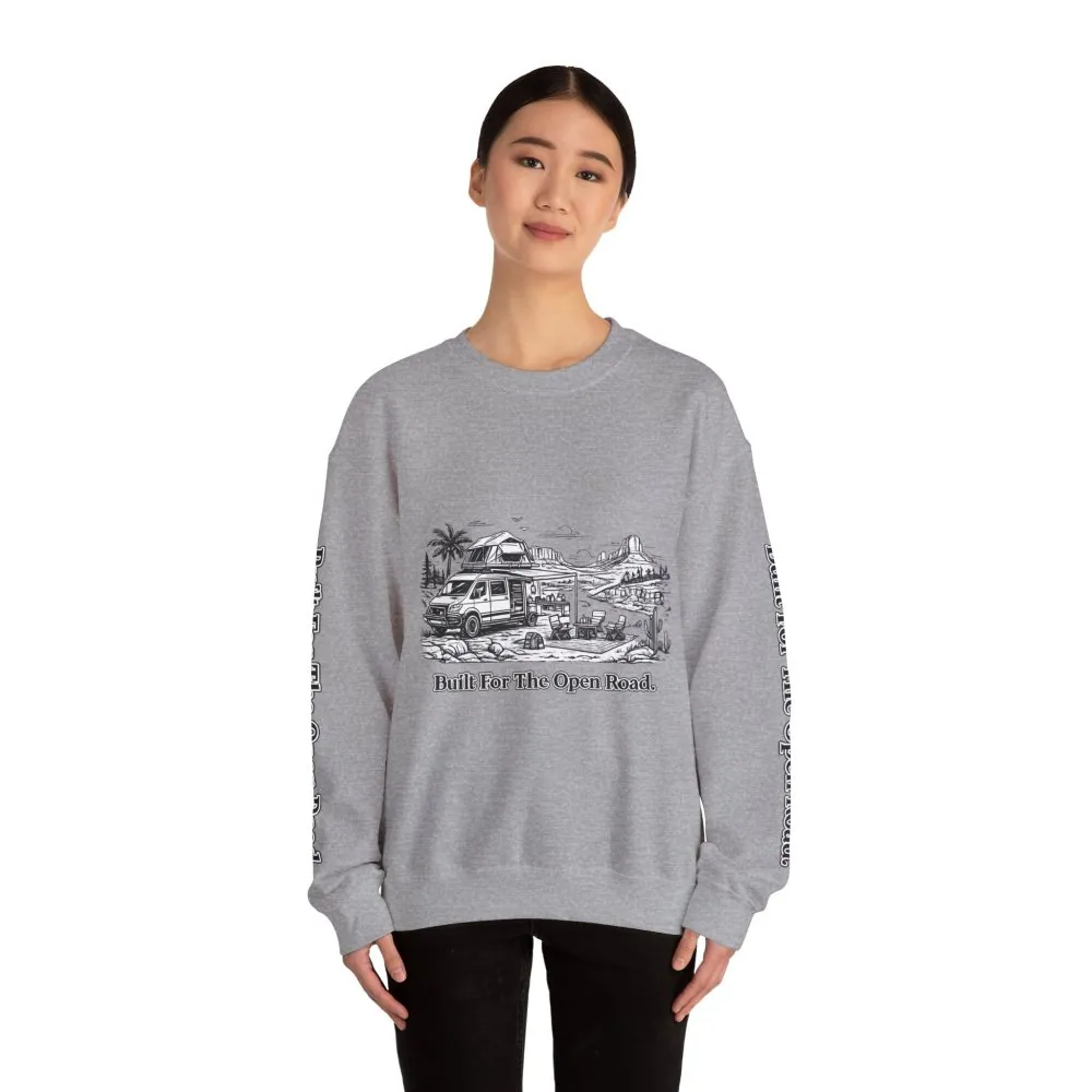 9206815514712914050_2048.jpeg Unisex Heavy Blend™ Crewneck Sweatshirt — "Built For The Open Road" Design Minimal-Line