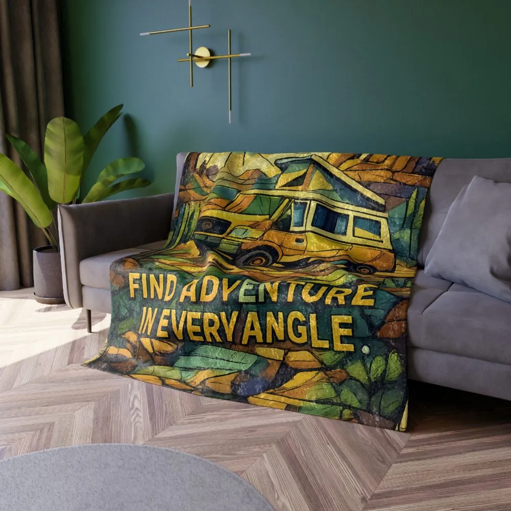 9241954818840850333_2048.jpeg Crushed Velvet Blanket —"Find Adventure In Every Corner" Design Cubic-Line (Campervan)