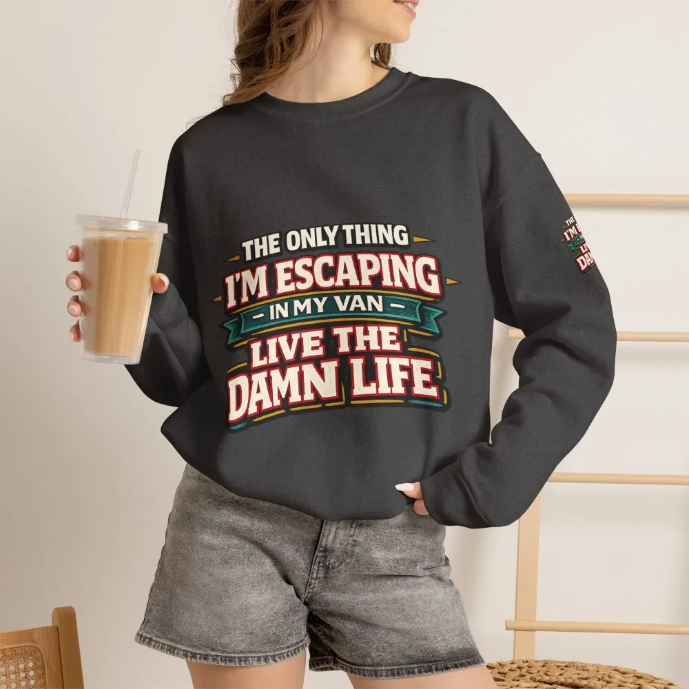 Unisex Heavy Blend™ Crewneck Sweatshirt — "The Only Thing I´m Escaping" Design F**K-Line