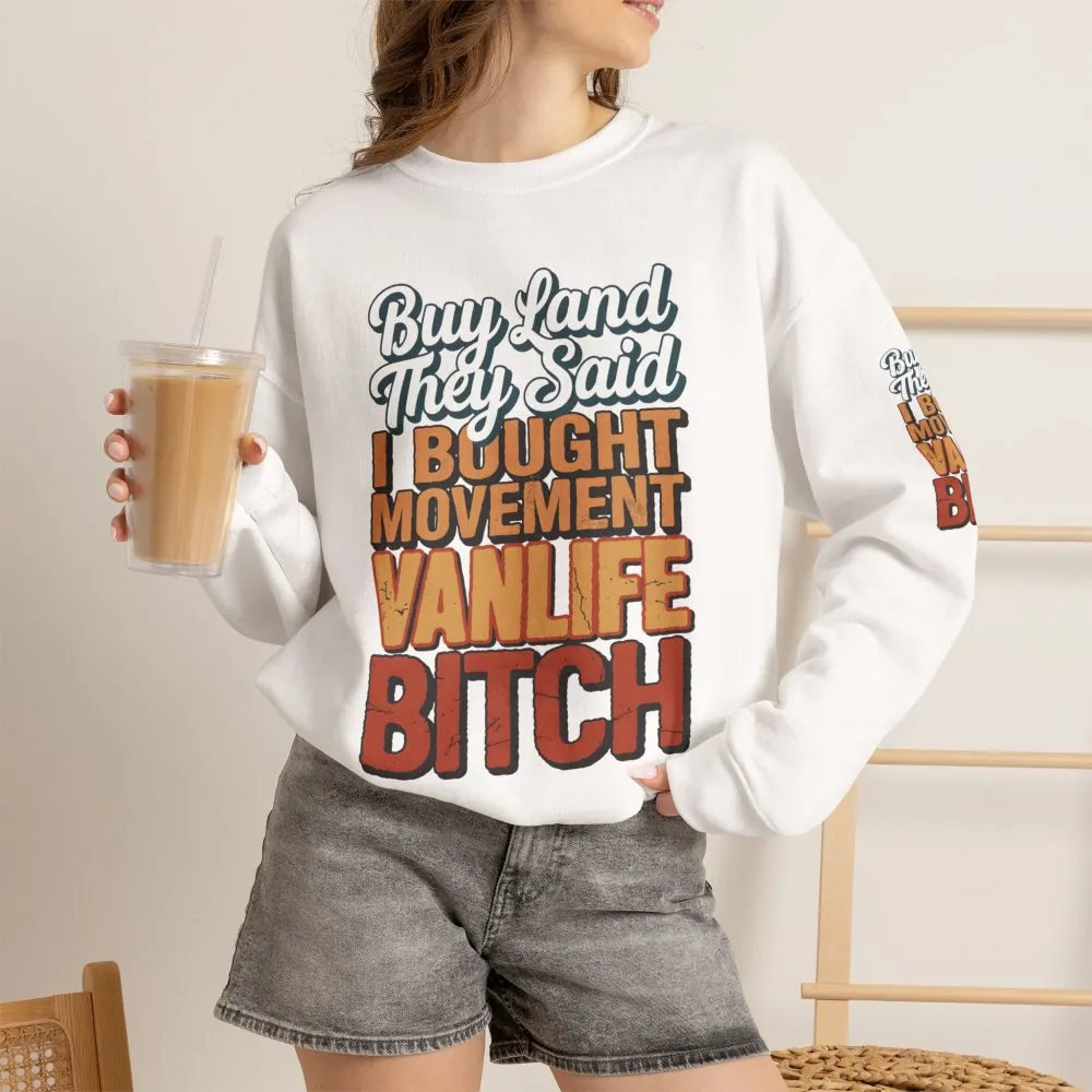 9251076627725301943_2048.jpeg Unisex Heavy Blend™ Crewneck Sweatshirt — "Buy Land They Said" Design F**K-Line