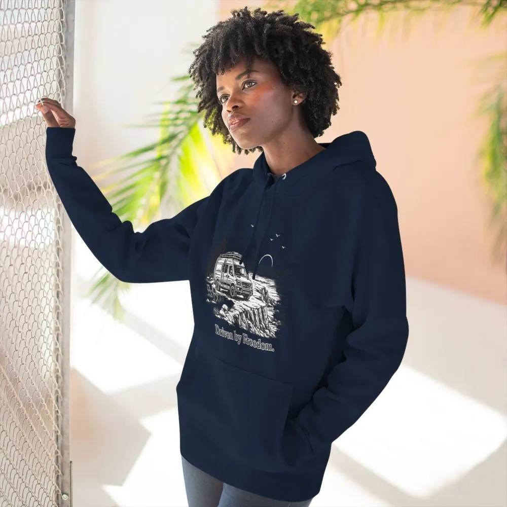 9251524463674485822_2048.jpeg Three-Panel Fleece Hoodie - "Driven By Freedom" Design Minimal-Line