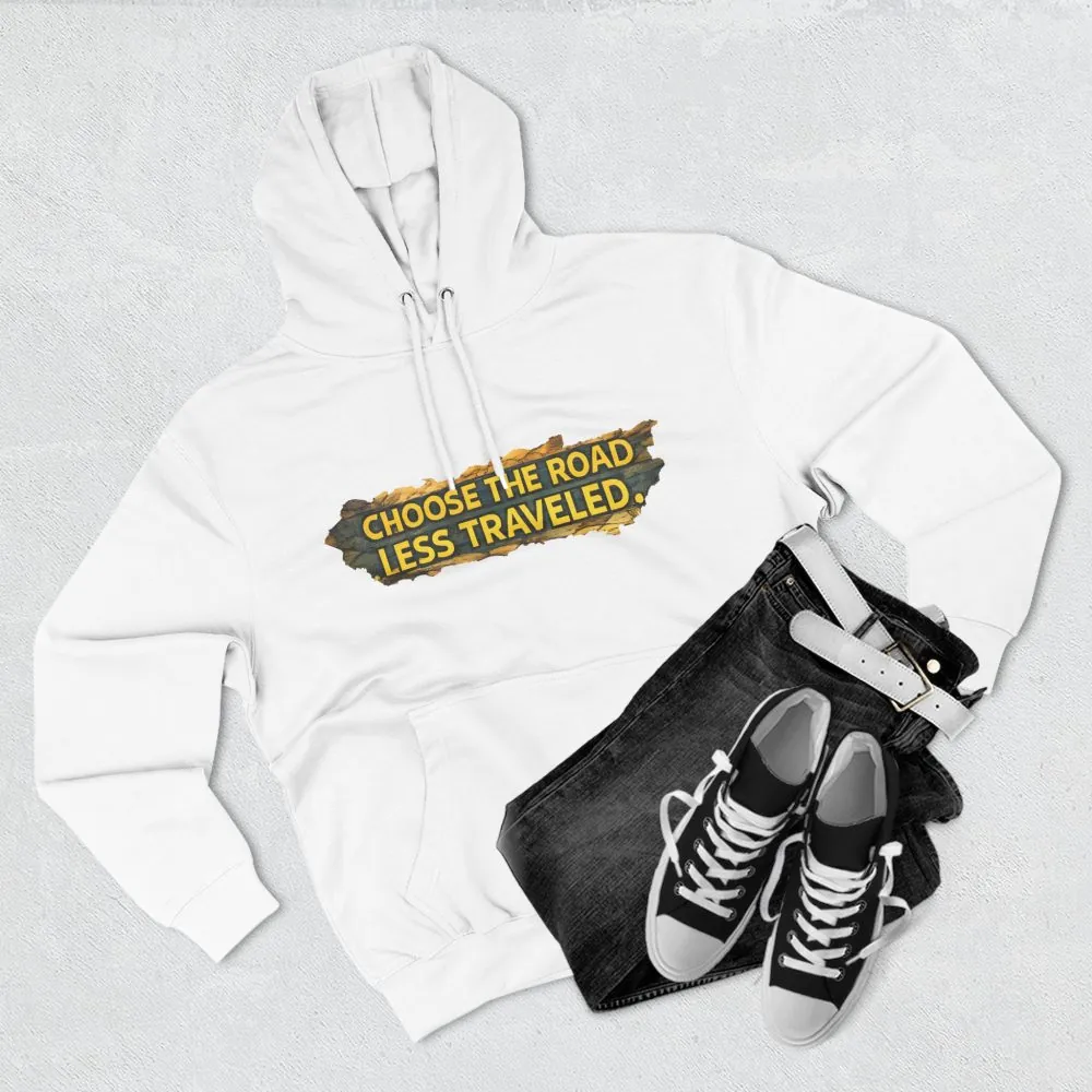 Three-Panel Fleece Hoodie - "Choose The Road Less Traveled" Design Cubic-Line