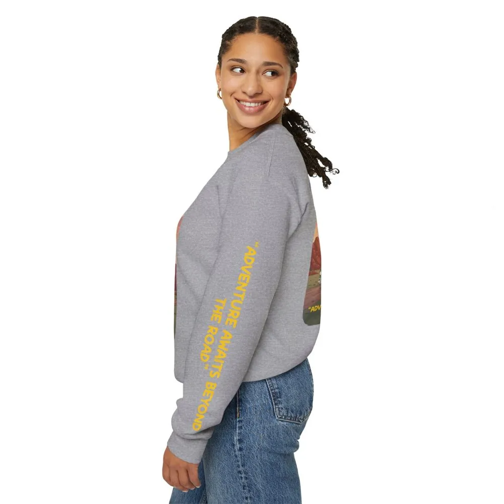 9264797706757625503_2048.jpeg Unisex Heavy Blend™ Crewneck Sweatshirt — "Adventure Awaits Beyond The Road" Design Sitcom-Line