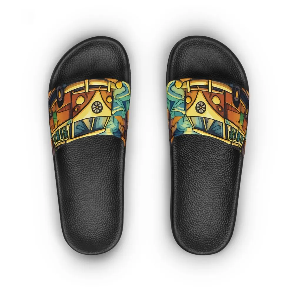 Women's Slide Sandals - Vintage Camper Slides (Cubic-Line)