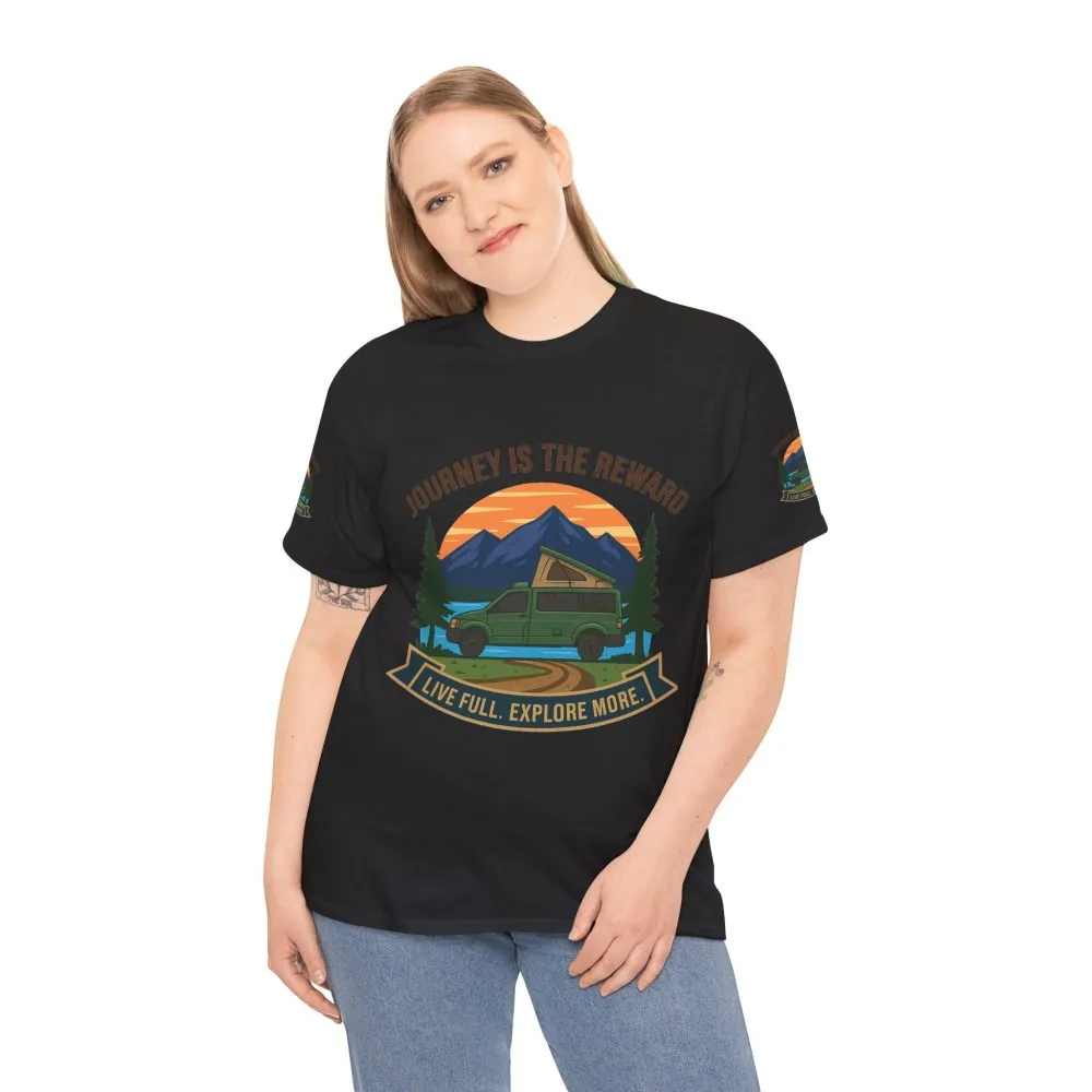 9275274482882404653_2048.jpeg Unisex Heavy Cotton Tee — "Journey Is The Reward Tee" Adventure Camper Van Graphic T-Shirt