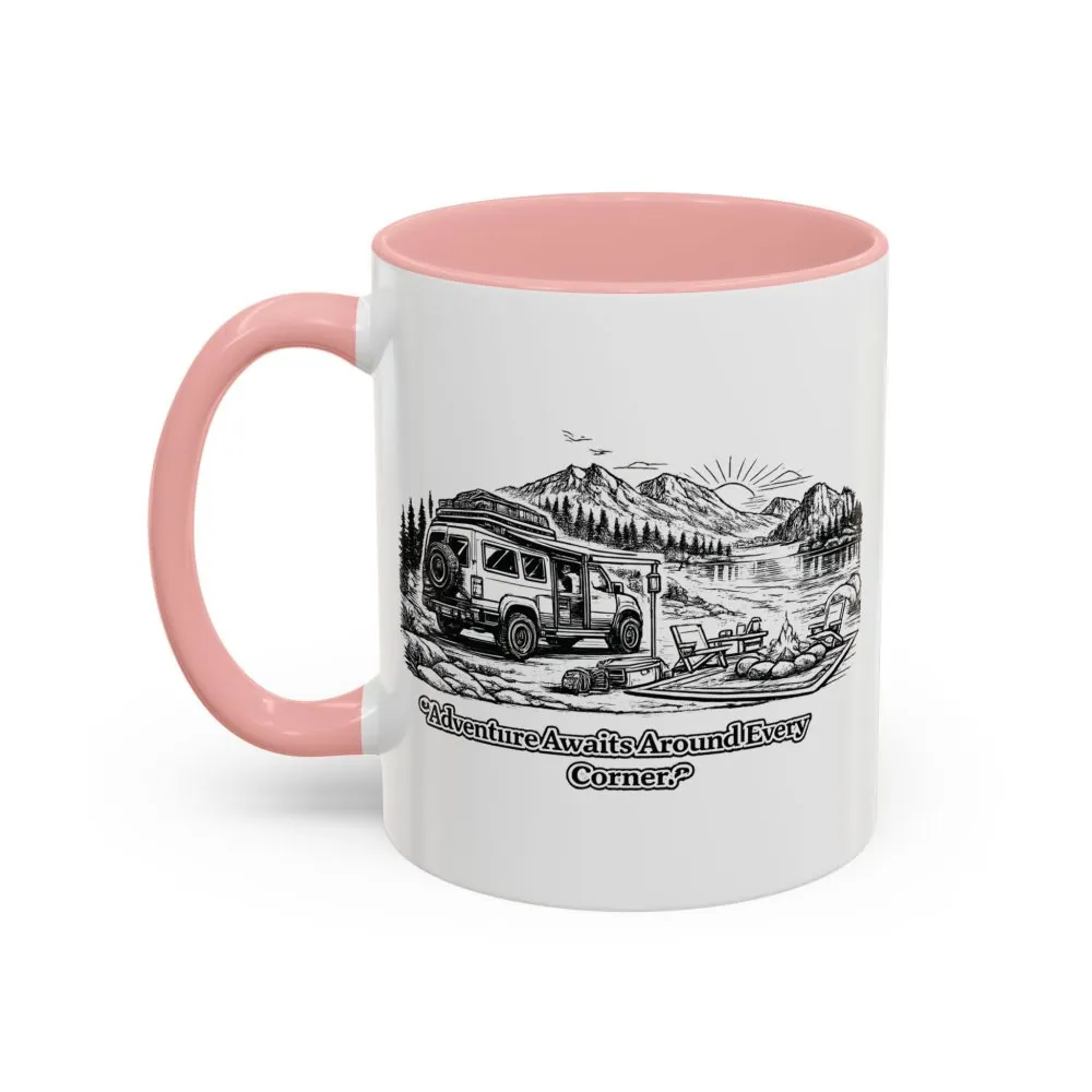 9275957134798715947_2048.jpeg Accent Coffee Mug (11, 15oz) — "Adventure Awaits Around Every Corner" Design Minimal-Line