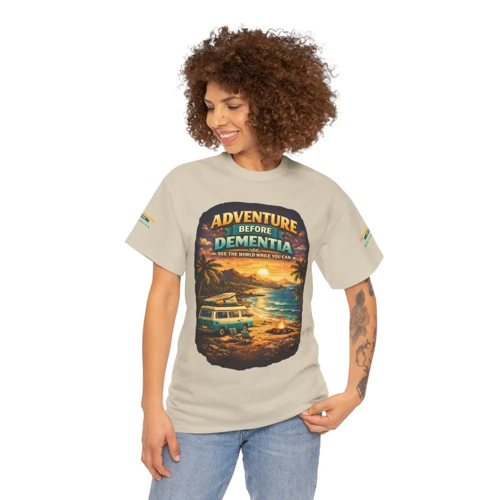 9287933714272312184_2048.jpeg Unisex Heavy Cotton Tee — "Adventure Before Dementia" Design Scenic-Line