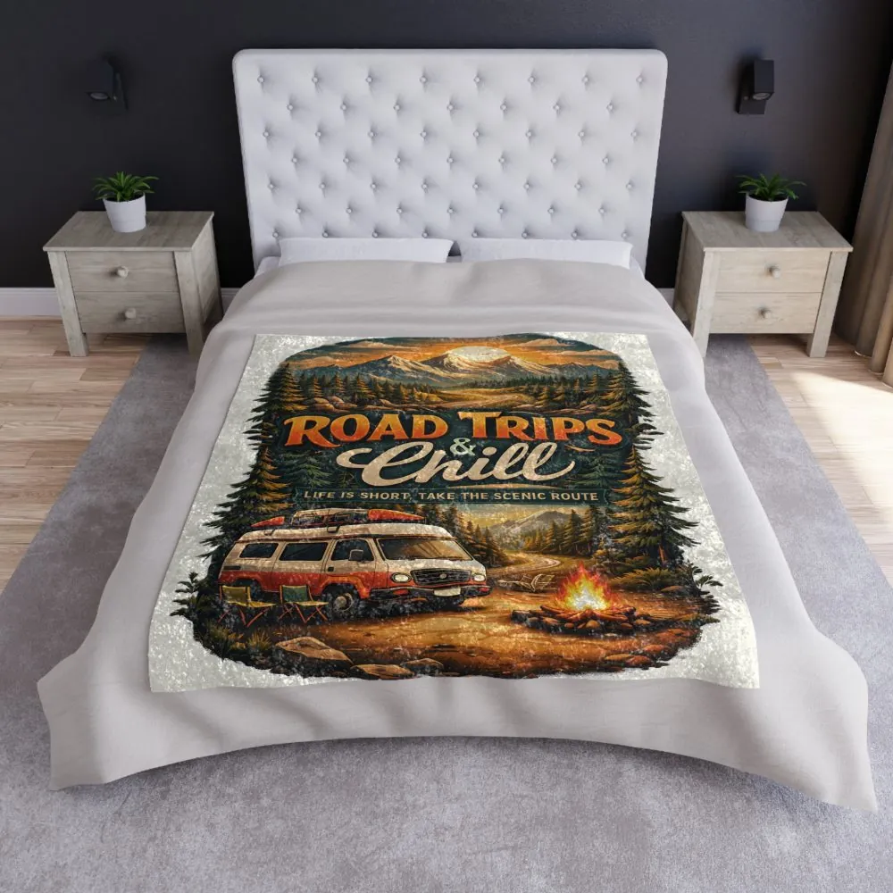 9288546016213271079_2048.jpeg Crushed Velvet Blanket —"Road Trips & Chill" Design Scenic-Line (Campervan)