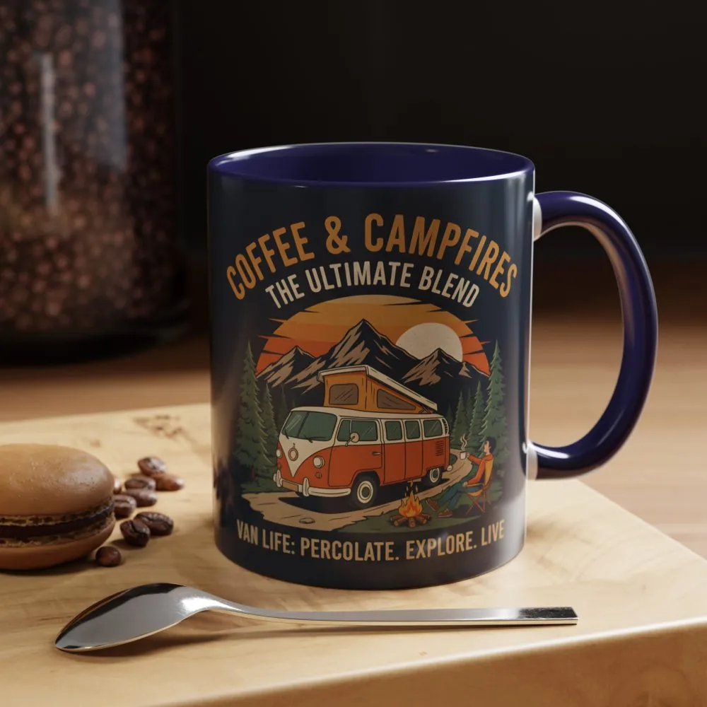 Accent Coffee Mug (11, 15oz) — "Coffee and campfires"