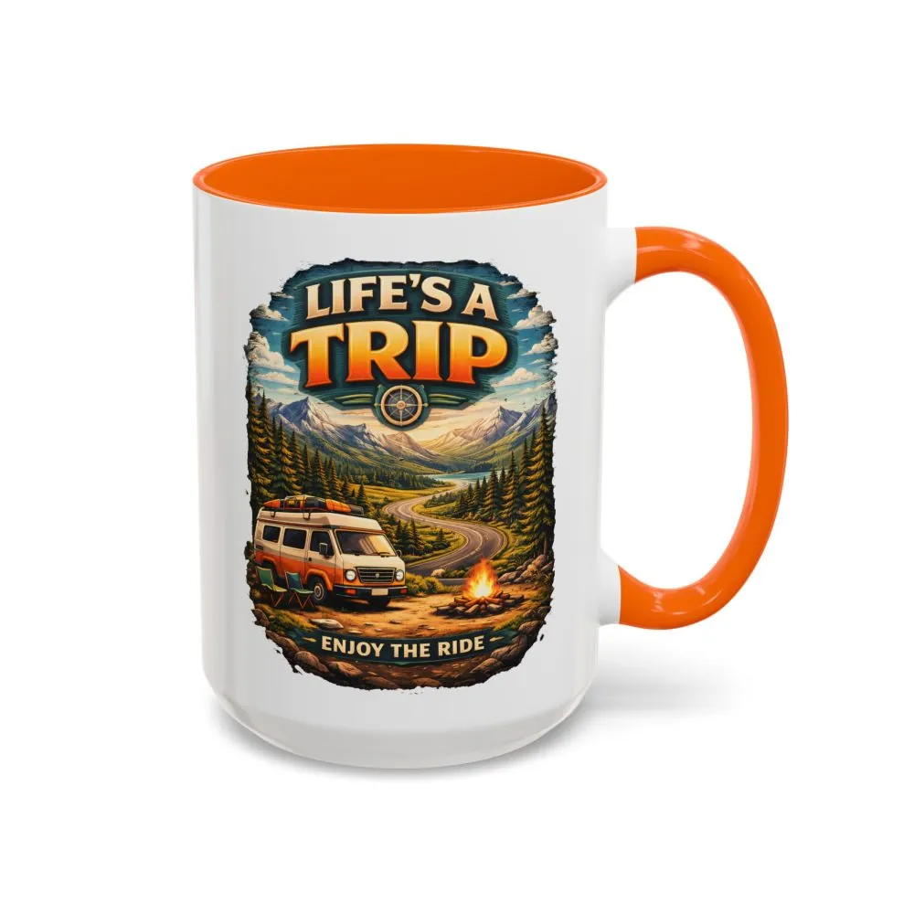 Accent Coffee Mug (11, 15oz) — "Life s A Trip" Design Scenic-Line