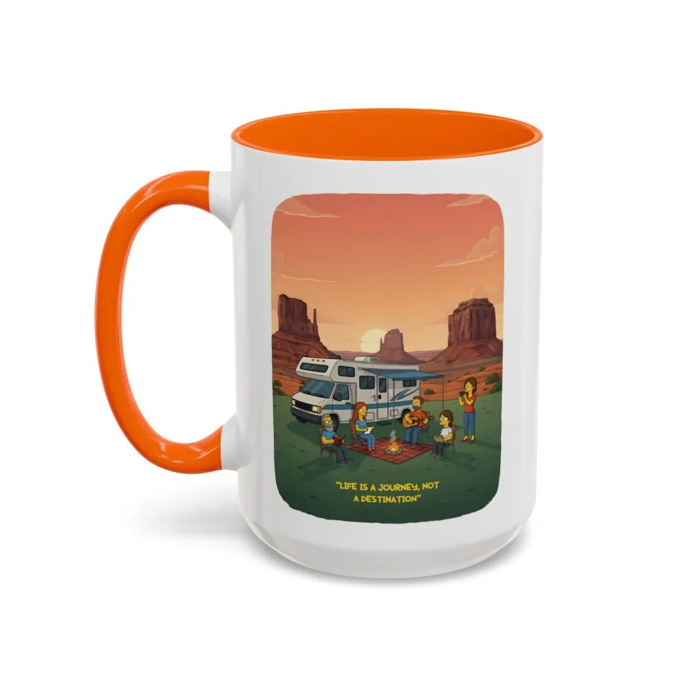 Accent Coffee Mug (11, 15oz) — "Life Is A Journey-Not A Destination" Design Sitcom-Line