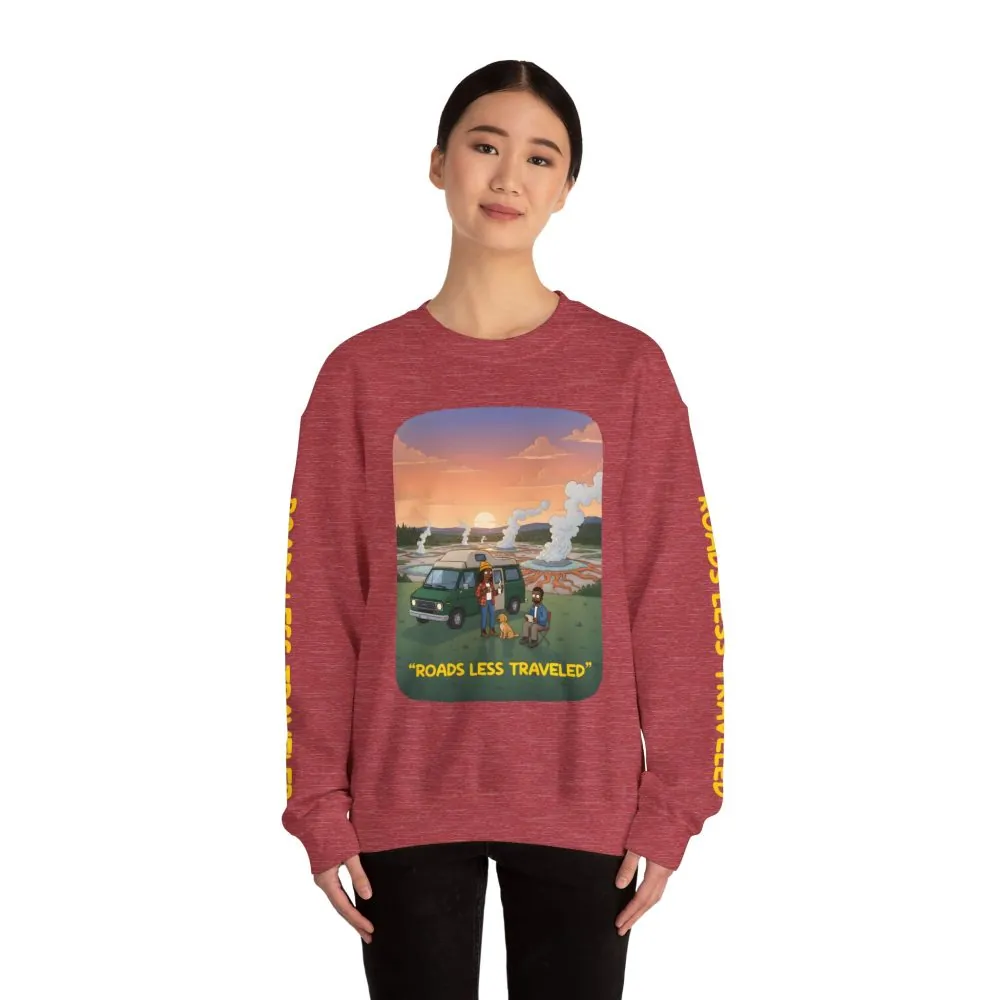 9334651953642795494_2048.jpeg Unisex Heavy Blend™ Crewneck Sweatshirt — "Roads Less Traveled" Design Sitcom-Line