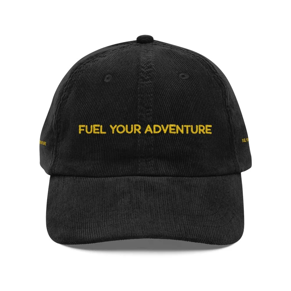 Vintage Corduroy Cap (Embroidery) — "Fuel Your Adventure" Embroidered Hat