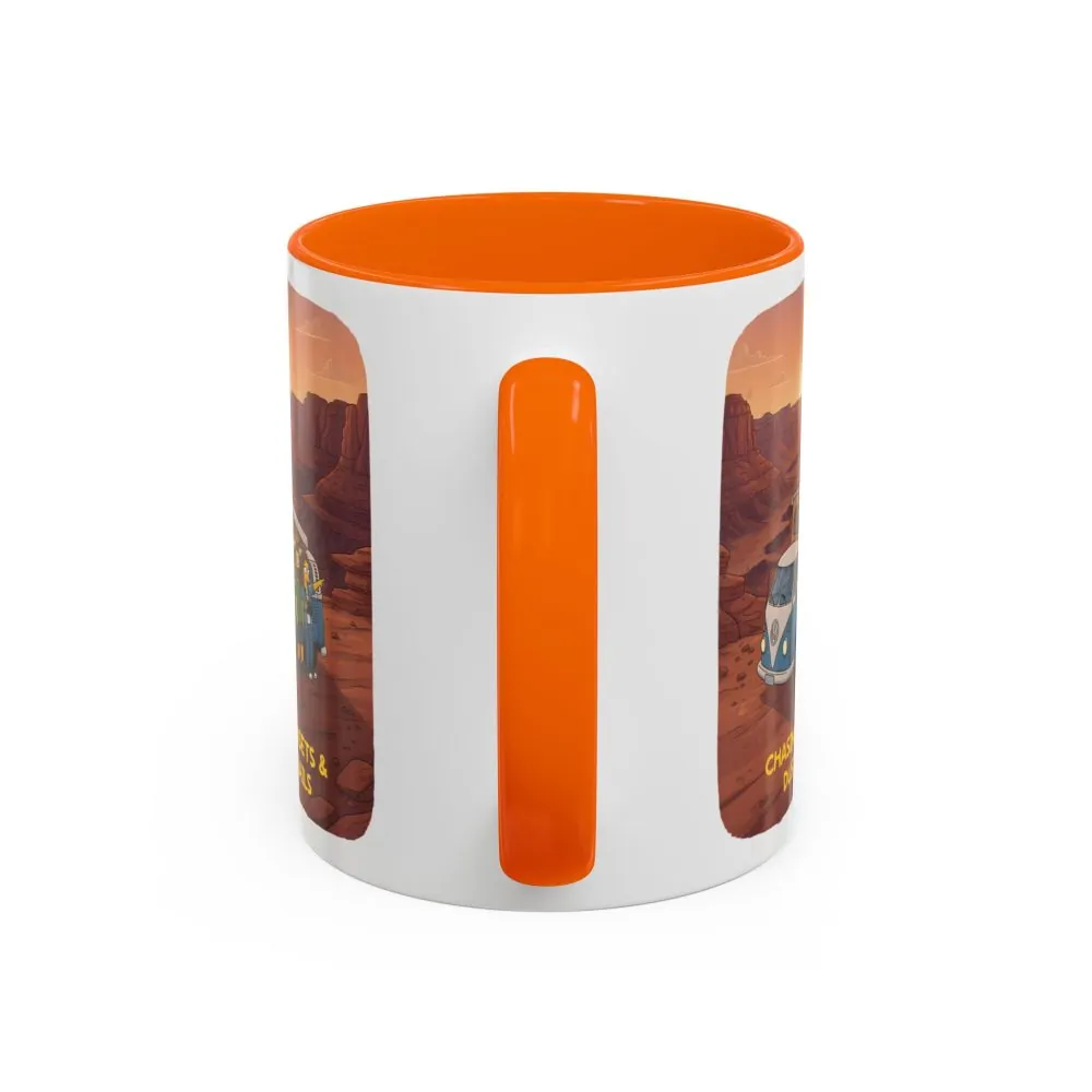9348897439504225168_2048.jpeg Accent Coffee Mug (11, 15oz) — "Chasing Sunsets And Dusty Trails" Design Sitcom-Line