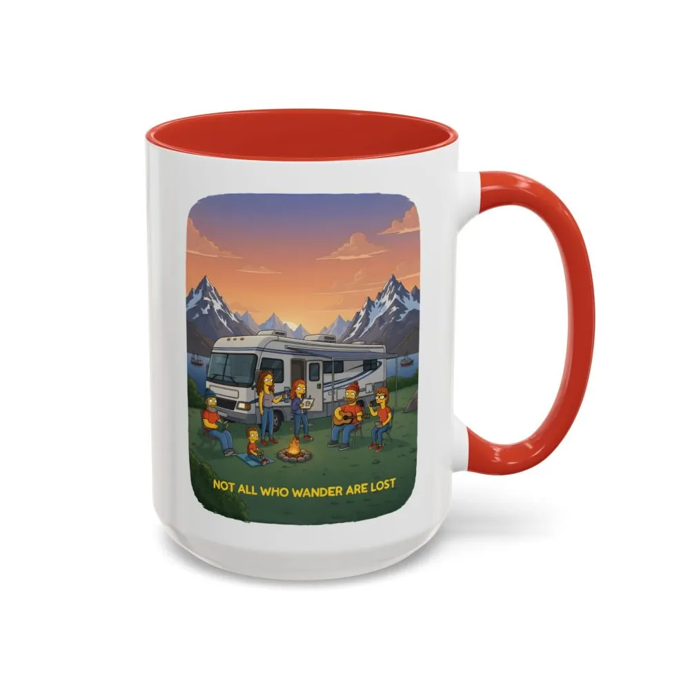 Accent Coffee Mug (11, 15oz) — "Not All Who Wander Are Lost" Design Sitcom-Line