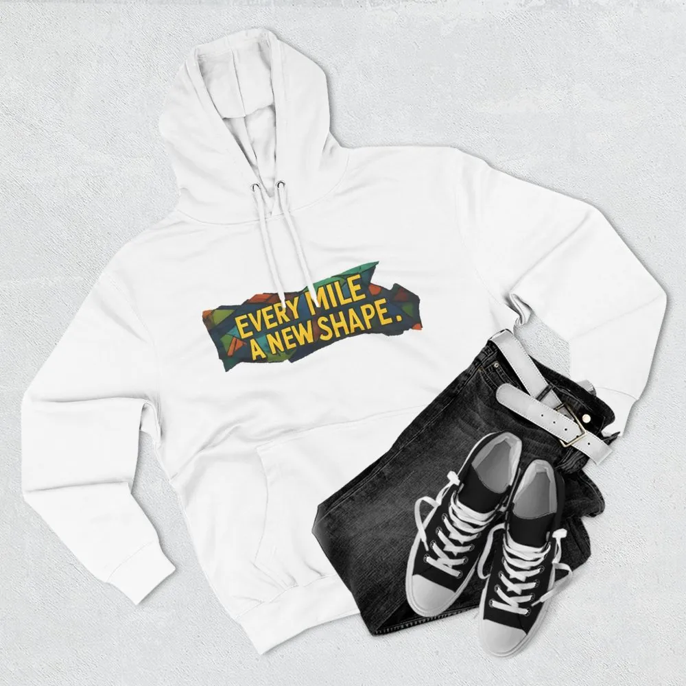93923824949165357_2048.jpeg Three-Panel Fleece Hoodie - "Every Mile A New Shape" Design Cubic-Line
