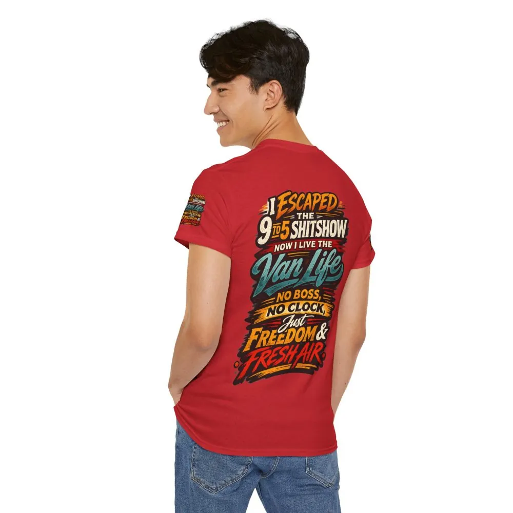 Unisex Heavy Cotton Tee — "I Escaped The 9 To 5" Design F**K-Line