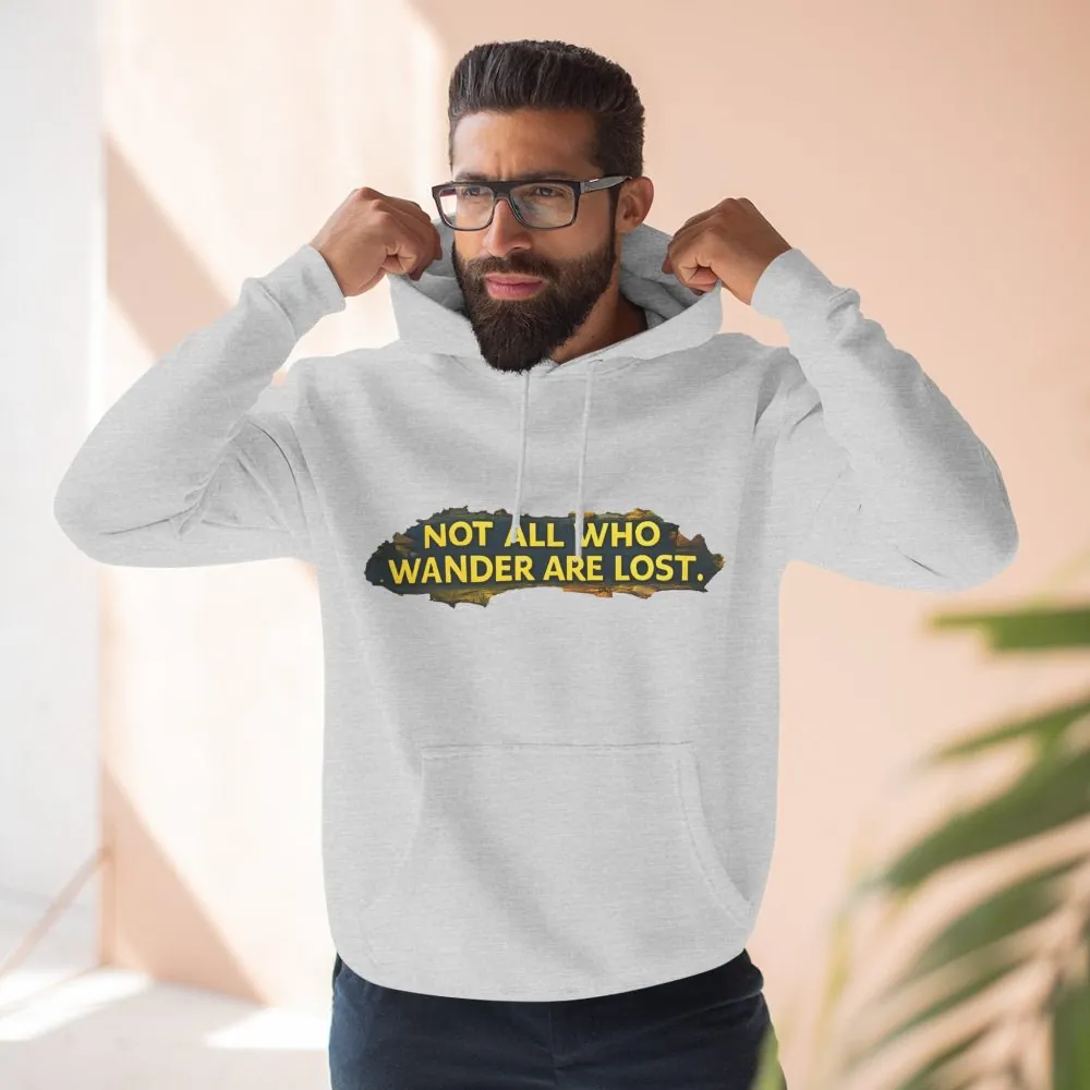 9401533784777856829_2048.jpeg Three-Panel Fleece Hoodie - "Not All Who Wander Are Lost" Design Cubic-Line