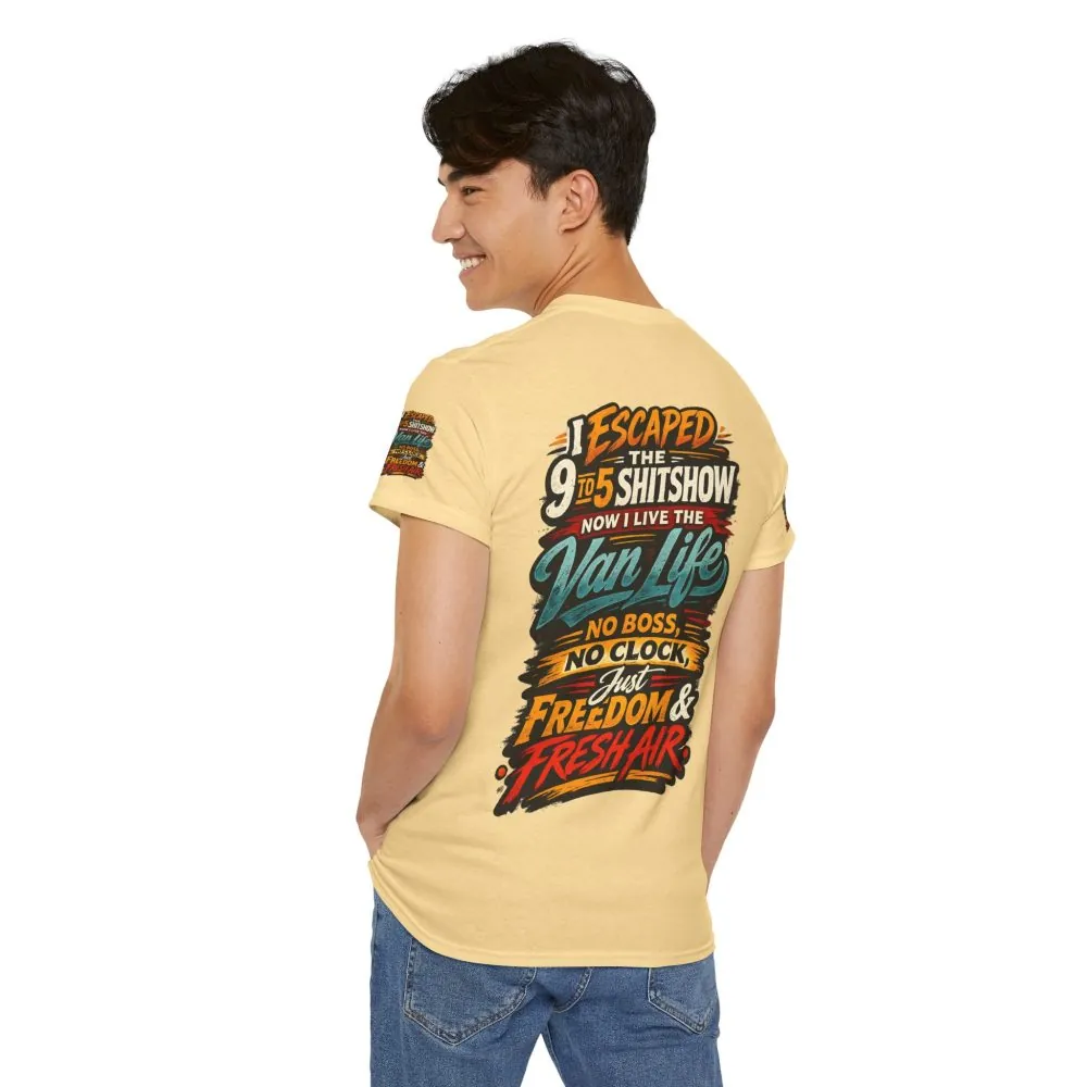 Unisex Heavy Cotton Tee — "I Escaped The 9 To 5" Design F**K-Line