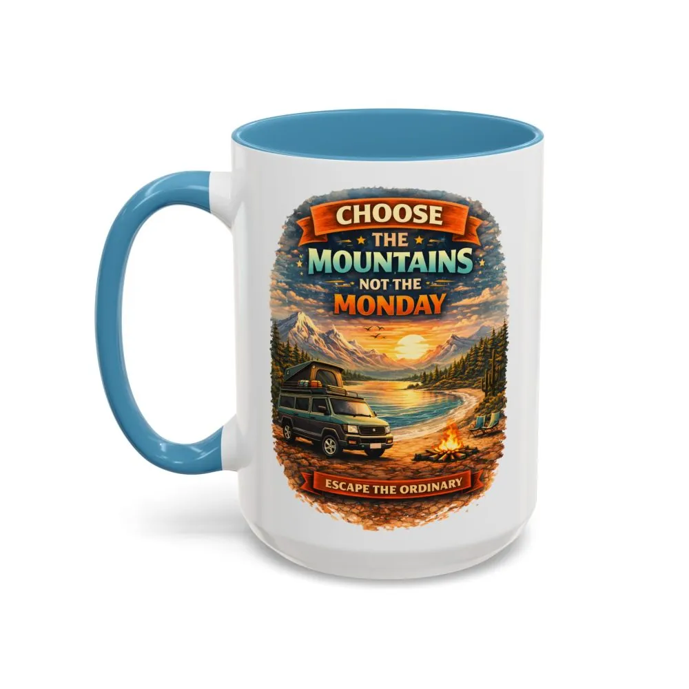 Accent Coffee Mug (11, 15oz) — "Choose The Mountens" Design Scenic-Line