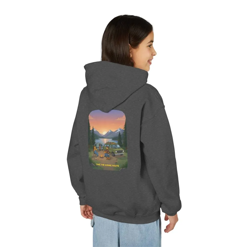 Youth Hoodie(Gildan) – "Take The Scenic Route" (Design Sitcom-Line)