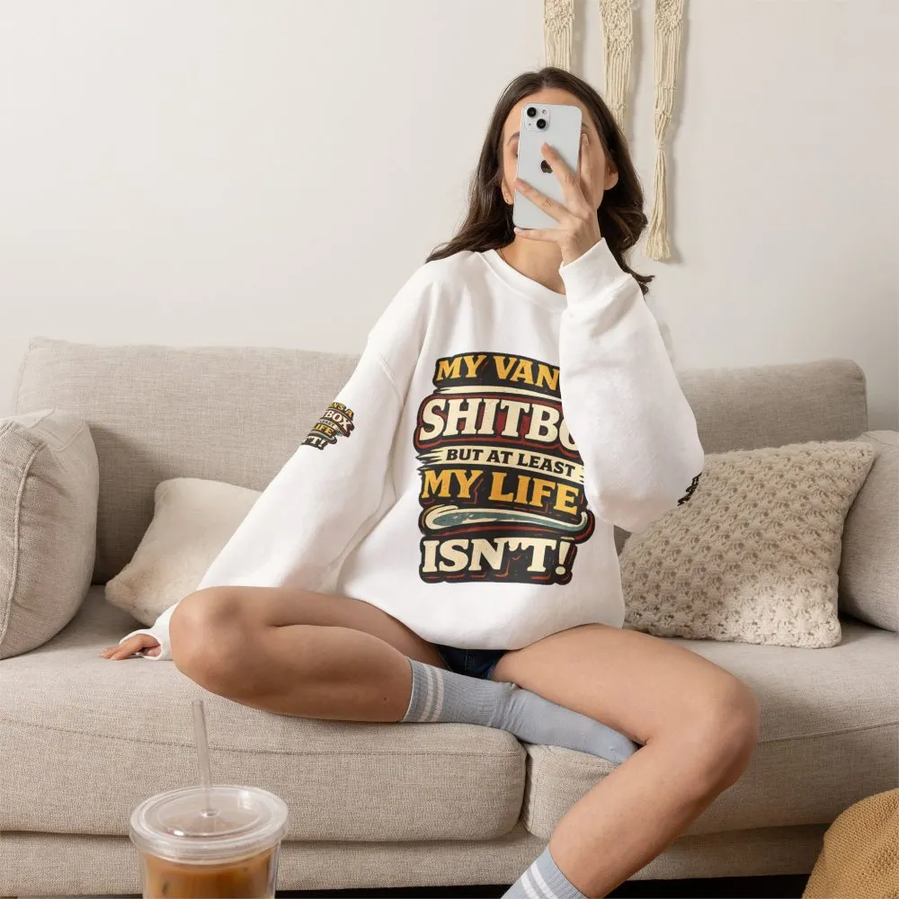 Unisex Heavy Blend™ Crewneck Sweatshirt — "My Van`s A Shitbox" Design F**K-Line