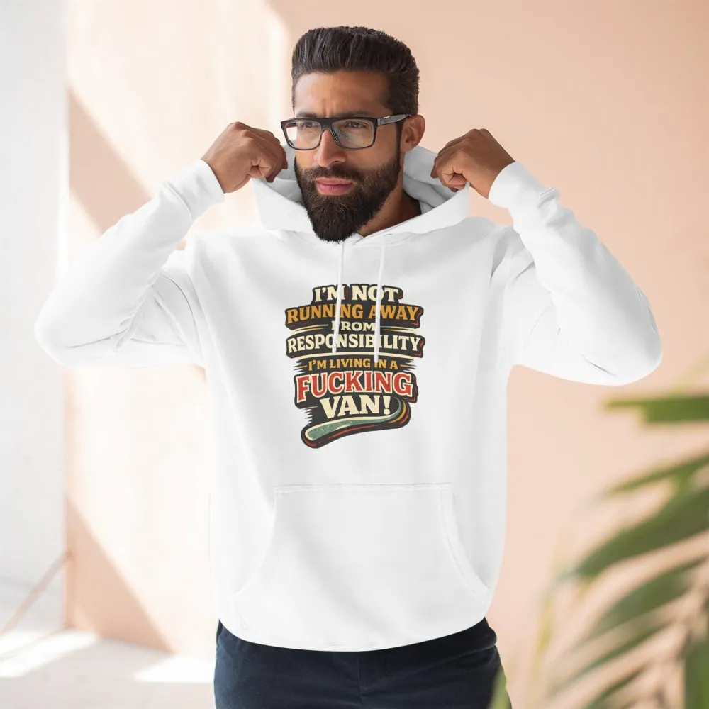 Three-Panel Fleece Hoodie - "I`m Not running Away" Design F**K-Line