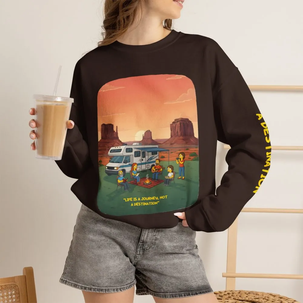 Unisex Heavy Blend™ Crewneck Sweatshirt — "Life Is A Journey-Not A Destination" Design Sitcom-Line