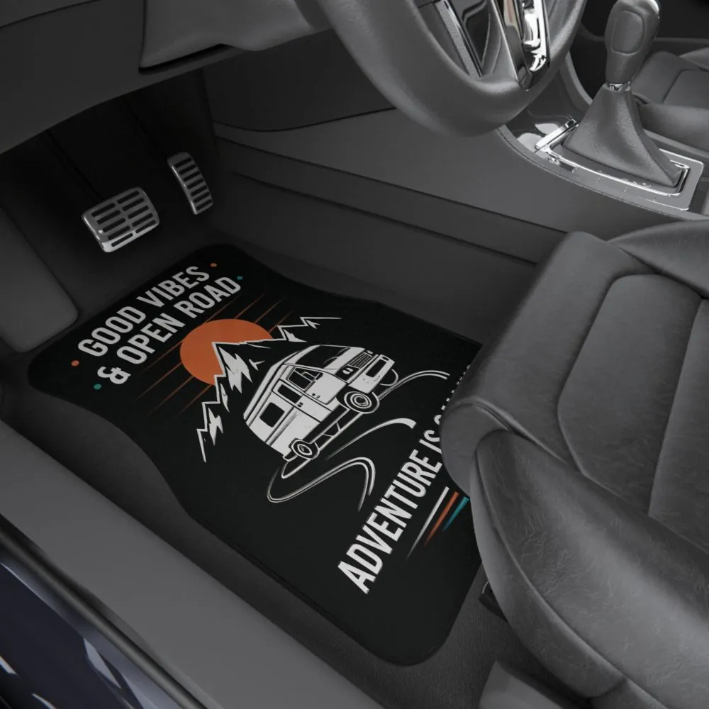 948730132582006031_2048.jpeg Car Mats (Set Of 2 Front) - "Good Vibes & Open Road" Adventure RV Front Floor Mats