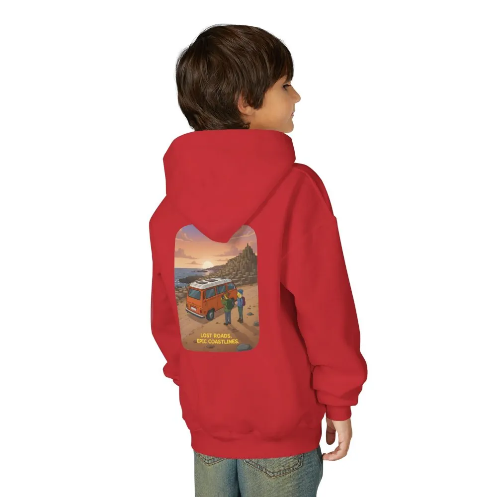 9493782284718629962_2048.jpeg Youth Hoodie(Gildan) – "Lost Roads Epic Coastlines" (Design Sitcom-Line)