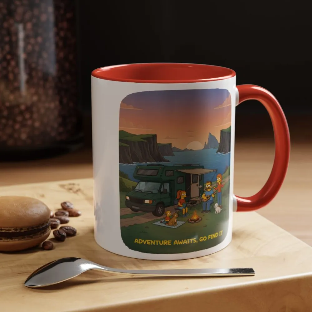 Accent Coffee Mug (11, 15oz) — "Adventure Awaits-Go Find It"" Design Sitcom-Line
