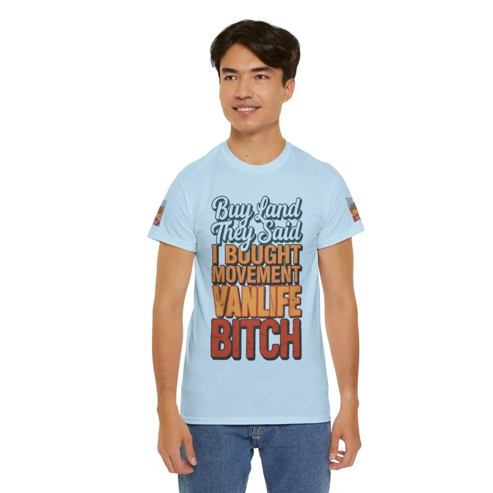 Unisex Heavy Cotton Tee — "Buy Land They Said" Design F**K-Line