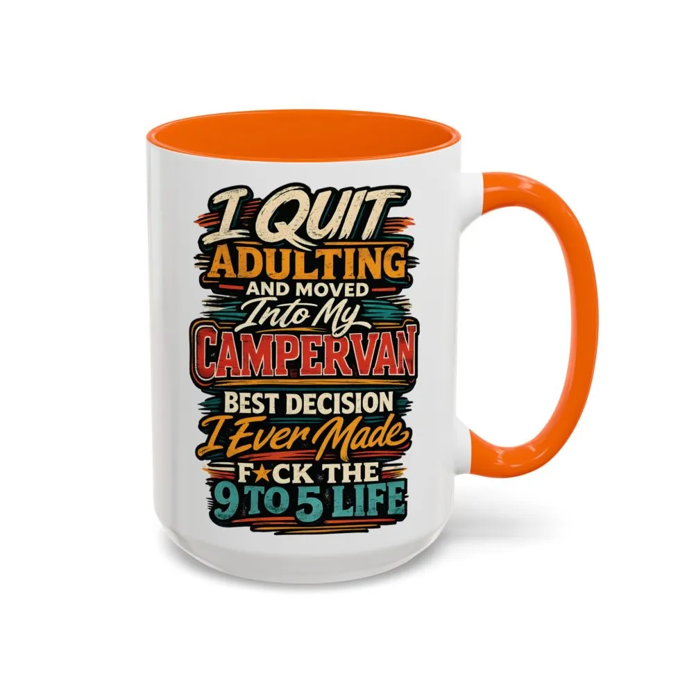 Accent Coffee Mug (11, 15oz) — "I Quit Adulting" Design F**K-Line