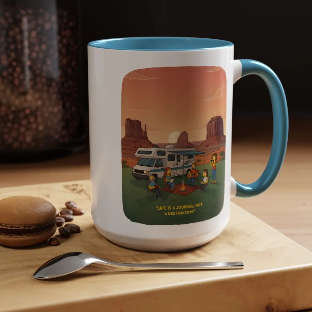 Accent Coffee Mug (11, 15oz) — "Life Is A Journey-Not A Destination" Design Sitcom-Line