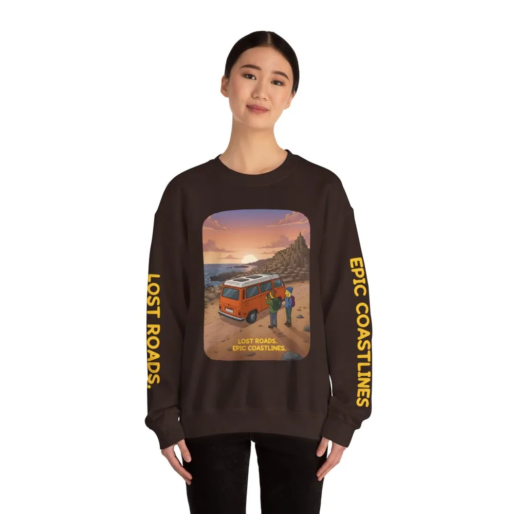 9528866021870991933_2048.jpeg Unisex Heavy Blend™ Crewneck Sweatshirt — "Lost Roads Epic Coastlines" Design Sitcom-Line