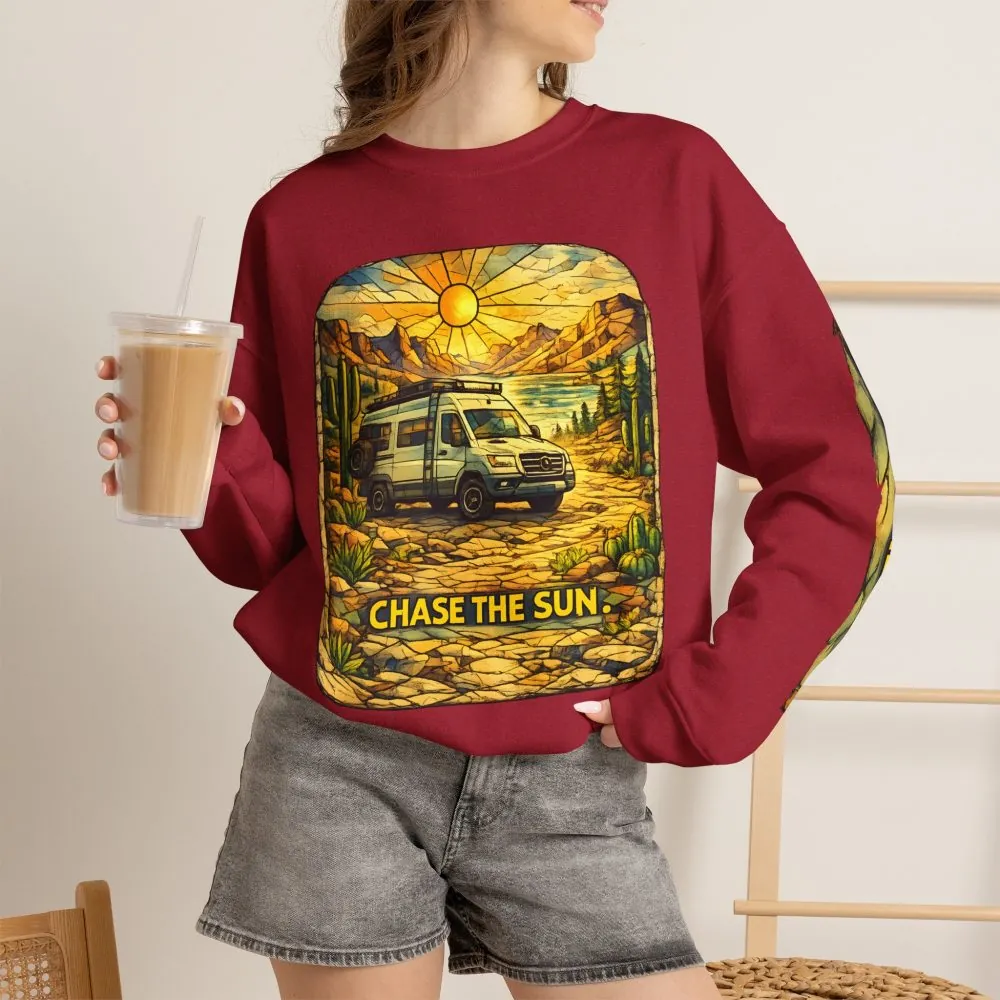 9538037367316698599_2048.jpeg Unisex Heavy Blend™ Crewneck Sweatshirt — "Chase The Sun" Design Cubic-Line